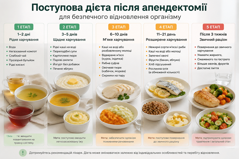 Дієта після апендициту: що можна їсти